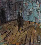 Hans Fronius, Elegant gentleman, 1983, oil on plate; framed