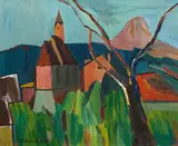 Karl Josef Gunsam, Salzburg landscape, 1972, oil on canvas; framed