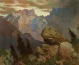 Hugo Hodiener, Wilder Kaiser, oil on canvas; framed