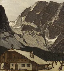 Karl Sterrer, Gebirgsbauer, 1920, oil on canvas; framed