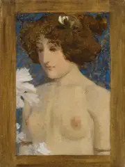 Alexander Rothaug, Female half nude, oil on canvas; framed