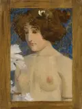 Alexander Rothaug, Female half nude, oil on canvas; framed