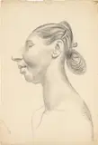 Gottfried Goebel, Portrait of a woman in profile, pencil on paper; unframed