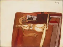 Giselbert Hoke, Berserker, 1974, oil on hardboard; framed