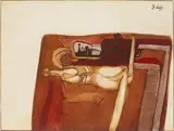 Giselbert Hoke, Berserker, 1974, oil on hardboard; framed