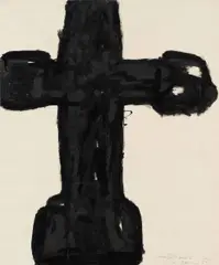 Arnulf Rainer, Schwarzes Balkenkreuz, 1954, India ink on paper; framed