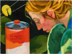 Xenia Hausner, PICNIC nitro, 2024, oil, acrylic on pigment print 310g Hahnemühle William Turner laid paper; unframed
