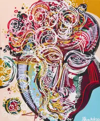 Leon Löwntraut, Untitled, 2020, mixed media on canvas; framed