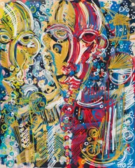 Leon Löwntraut, Untitled, 2018, mixed media on canvas; framed