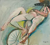 Alfred Kornberger, Besuch von Zeus, 1983, oil on hardboard; framed