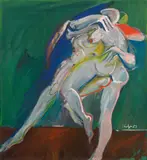 Alfred Kornberger, Liebespaar I, 1983, oil on hardboard; framed