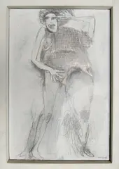 Adolf Frohner, Untitled (Woman), 1981, mixed media on cardboard; framed