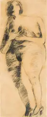 Adolf Frohner, Eine von den drei Grazien, 1968, graphite on paper on canvas; framed