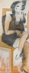 Adolf Frohner, Eine der drei Grazien, 1969, mixed media on paper, laminated on canvas; framed