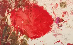 Hermann Nitsch, Untitled, 1986-2010, acrylic, blood, drawing on thin cardboard; framed