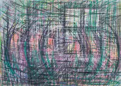 Max Peintner, Der Pulsschlag im Ohr, 1979, mixed media on paper; framed