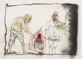 Alfred Hrdlicka, Ottoman executioner (from the series: "In Gottes Namen"), 1983, mixed media on laid paper; framed