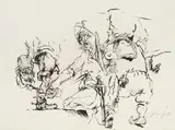 Alfred Hrdlicka, Study for "Bauernkrieg" (from the series: "Bauernkrieg"), 1983, mixed media on laid paper; framed