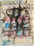 Hans Staudacher, Mein Haus mit vielen Fenstern, mixed media on paper; framed