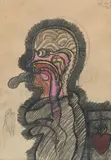 Peter Pongratz, Untitled (head), 1968, mixed media on paper; framed