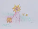 Gustav Peichl, 4 Sonnenblumen aus Grinzing, 2007, mixed media on paper; framed