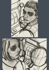 Stylianos Schicho, Untitled (mixed lot: two works on paper), 2008, mixed media on paper; unframed