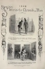 Anton Zampis, 1848. Satirische Chronik von Wien 1848. Illustrated by Zampis and Goebel. Responsible chronicler Dr Franck, 17 full-page lithographs, somewhat soiled, slightly rubbed, bumped, somewhat cracked, 2°