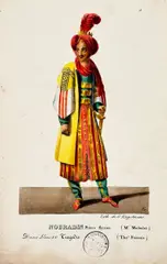 Godefroy Engelmann the Elder, Costume pictures and theatre figures (mixed lot 53 items), lithograph, coloured; unframed