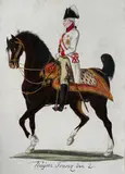 Georg Vinzens Kininger, Abbildung der Neuen Adjustierung der K. K. Armee" (37 items), c. 1800, watercolour, opaque paint, pencil on paper; mounted in an album; leather binding