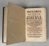 Bohuslav Balbín, Historia de Ducibus ac Regibus Bohemiae, in qua praecipua Gesta Ducum, ac Regum, tum Genealogiae omnium Familiarum apud nos imperitantium (Czechi Gentis Ducis ac Patris, Croci, Przemysli, deinde Regum Lecemburgicorum, Austriacorum, Habspurgensium, Cunstadaeorum, Jagellonidarum, ac tandem iteratò Austriacorum) diligenti semper ad Chronologiam respectu, proponuntur, & notis historicis aut ethicis illustrantur, ...