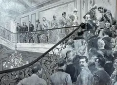 Wilhelm Gause, Archduchesses welcome the German Emperor Wilhelm II at the Schwarze Adlerstiege in the Vienna Hofburg (model for the magnificent work ‘Virius Unitis’), c. 1898, oil on canvas; unframed