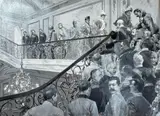 Wilhelm Gause, Archduchesses welcome the German Emperor Wilhelm II at the Schwarze Adlerstiege in the Vienna Hofburg (model for the magnificent work ‘Virius Unitis’), c. 1898, oil on canvas; unframed