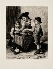 Franz Defregger, Reproductions after works by 19th century artists (mixed lot 58 items), various printing techniques; unframed, partly in passepartout