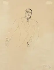Wilhelm Thöny, Portrait of a man, India ink on paper; unframed