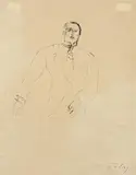 Wilhelm Thöny, Portrait of a man, India ink on paper; unframed