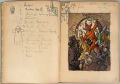 Franz Wacik, Von Zwölfen die zusammenhalten. Bilder von Franz Wacik, 1927, mixed media, watercolour on paper; bound in quarter-linen cardboard cover