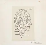 Portrait of Paul Éluard by Pablo Picasso, 1956, lithograph on woven paper; unframed, sold May 2025