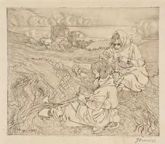 Jan Toorop, Die Netzflickerinnen, 1899, drypoint on Japan paper; unframed, in passepartout