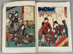 Utagawa Kunisada, Genji Monogatari, 54 coloured woodcuts mounted on paper and bound as a booklet