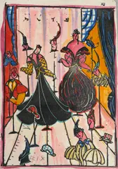 Fashion Vienna 1914 & 5, Fashion pictures (12 pieces, issue 9), linocut, coloured