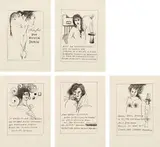 Günter Brus, Vier Wiener Damen (5 pieces), India ink on paper