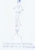 Günter Brus, In Gott sind zwei Personen und die dritte ist verschwunden, ballpoint pen on paper