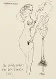 Günter Brus, Die Zunge weiss, was der Finger tut., India ink on paper