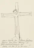 Hallo Vater, die scheiss Schächer... by Günter Brus, India ink on paper, sold Apr 2025