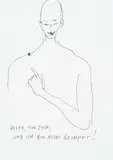 Hilfe, ein Zeck, und ich bin nicht geimpft! by Günter Brus, India ink on paper, sold Apr 2025