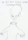 Um ½ 3 muss ich mich wieder zusammensetzen by Günter Brus, India ink on paper, sold Apr 2025