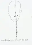Weltberühmter Stacheldraht (double-sided) by Günter Brus, India ink on paper, sold Apr 2025
