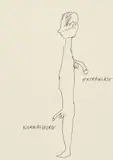 Extrawurst - Normalwurst by Günter Brus, India ink on paper, sold Apr 2025