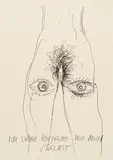 Ich liebe Vouyeure wie mich selbst by Günter Brus, India ink on paper, sold Apr 2025