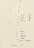 Kubist vögelt Arsch von Nistkästchen by Günter Brus, ballpoint pen on paper, sold Apr 2025